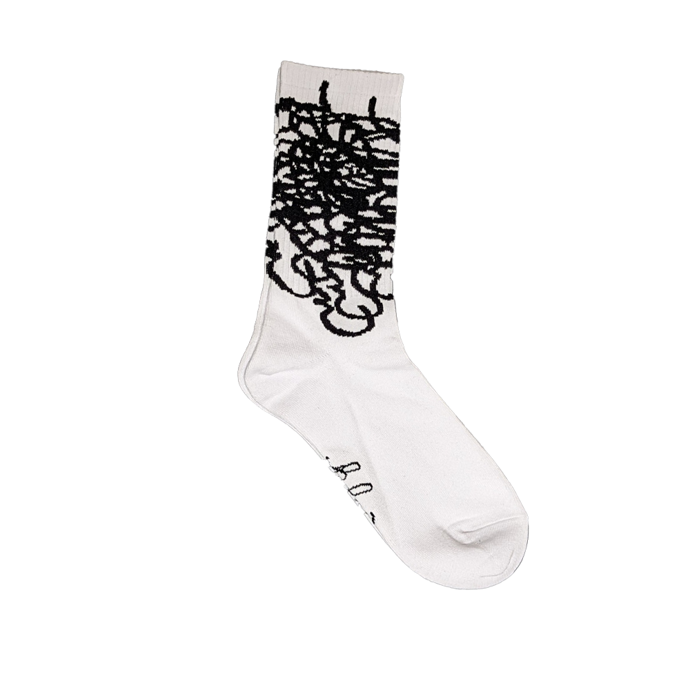 SCRIBBLE SIGNATURE SOCKS-WHITE